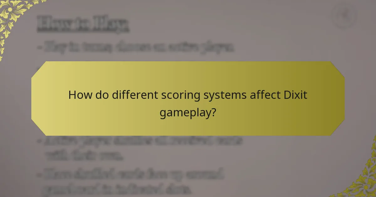 How do different scoring systems affect Dixit gameplay?